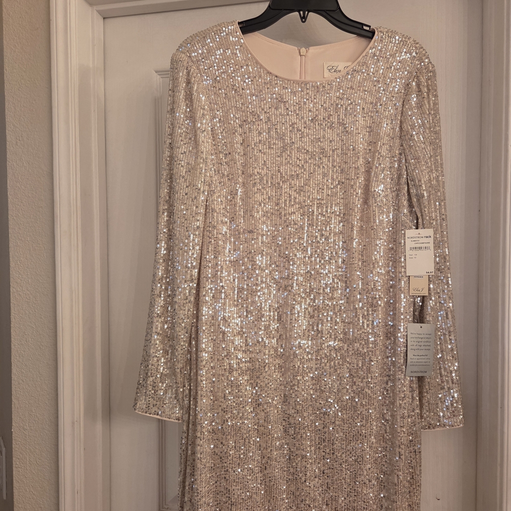 Eliza J Champagne Sequin Dress